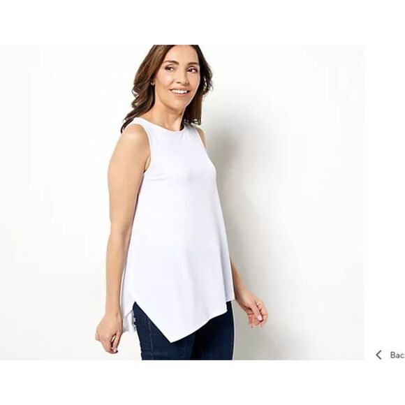 Susan Graver Lot Of 2 Petite Liquid Knit Tank Tops Blue White Size XSP - Picture 2 of 6